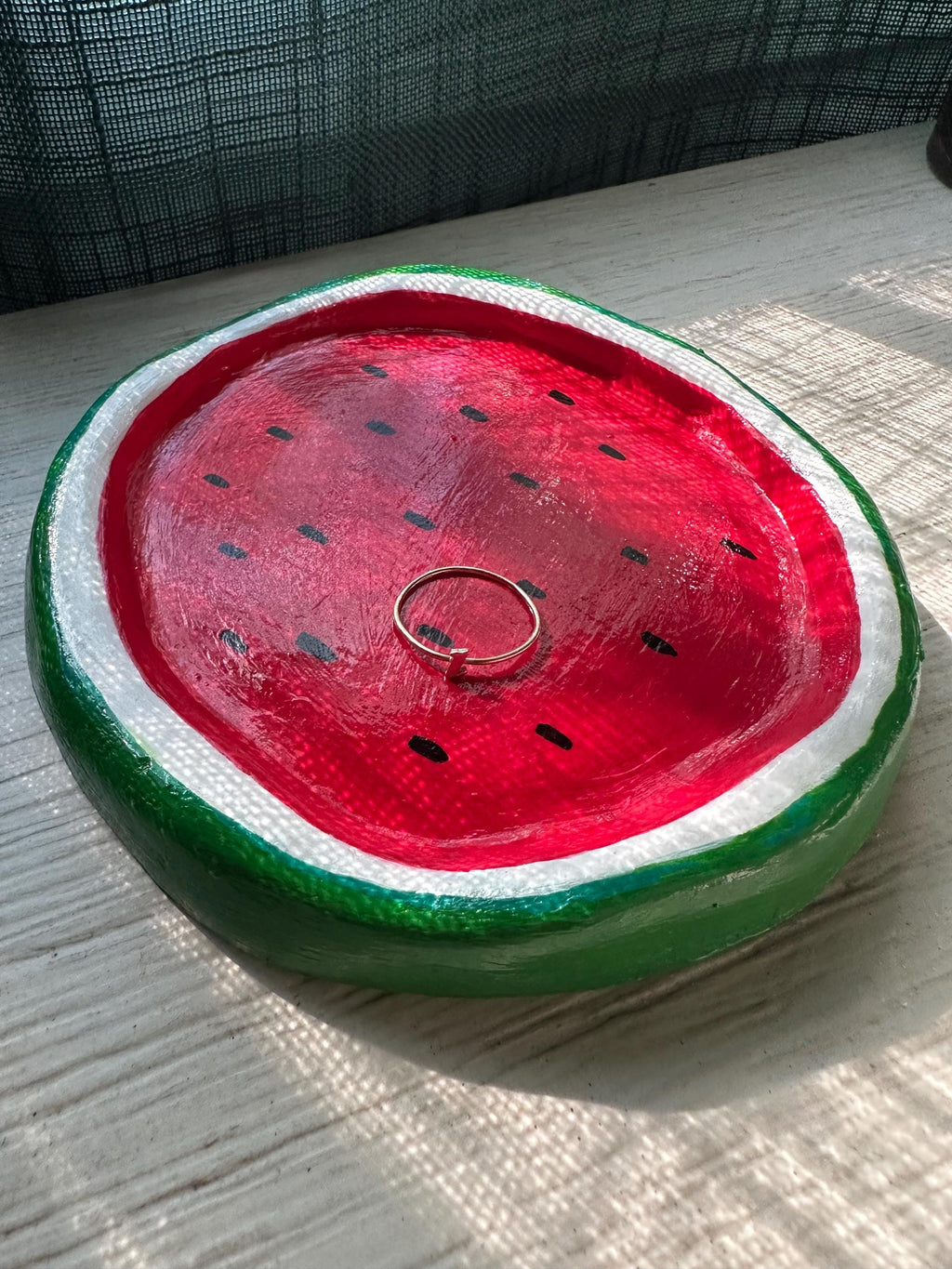 Watermelon Trinket Dish: Air Dry Clay Ring Holder